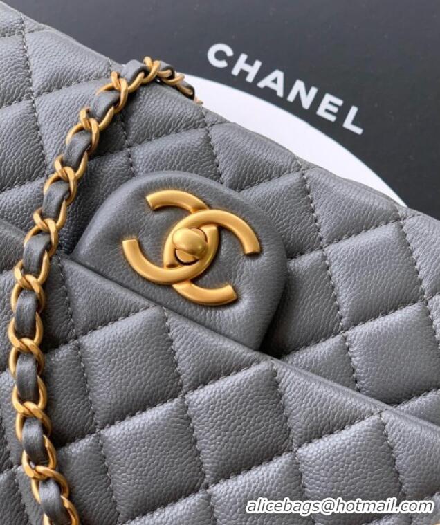 High Quality Chanel Grained Shiny Calfskin Small Flap Bag with Top Handle and Chain AS5702 Grey 2025