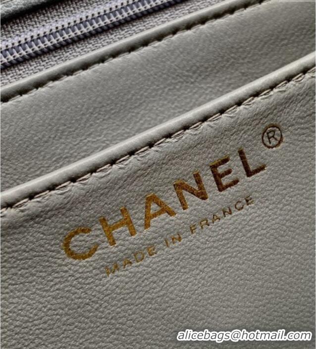 High Quality Chanel Grained Shiny Calfskin Small Flap Bag with Top Handle and Chain AS5702 Grey 2025