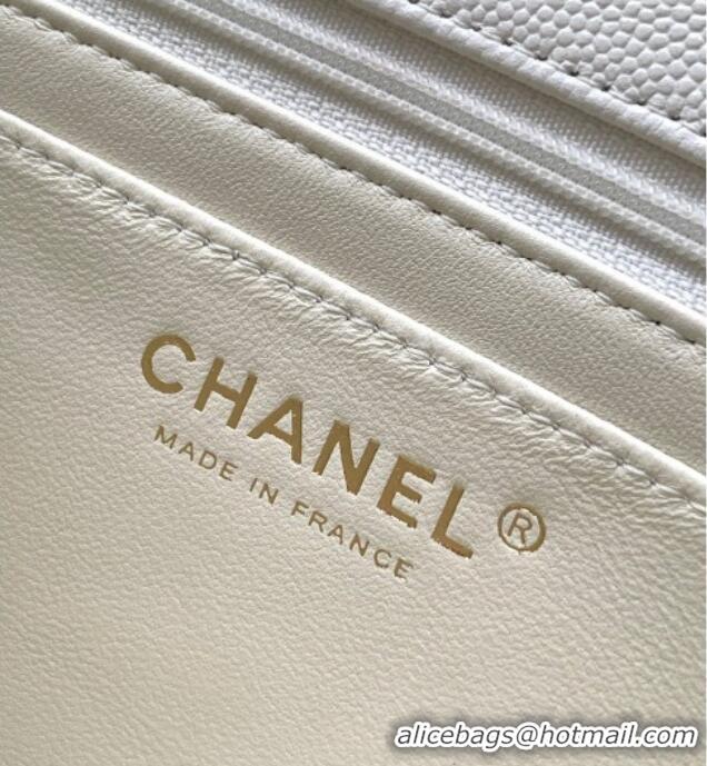 Best Price Chanel Grained Shiny Calfskin Small Flap Bag with Top Handle and Chain AS5702 White 2025