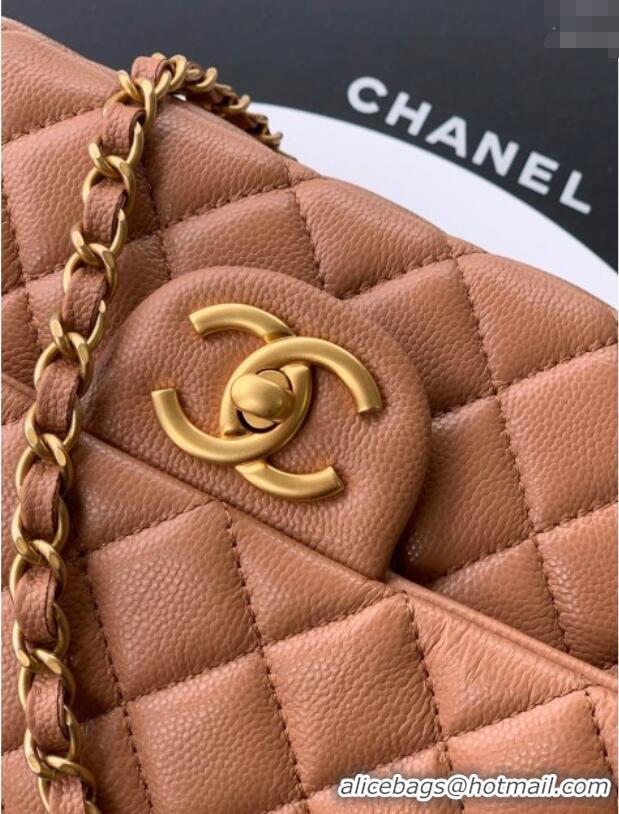 New Fashion Chanel Grained Shiny Calfskin Small Flap Bag with Top Handle and Chain AS5702 Camel 2025