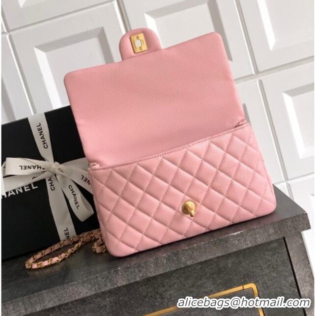 Hot Style Chanel Grained Shiny Calfskin Small Flap Bag with Top Handle and Chain AS5702 Light Pink 2025