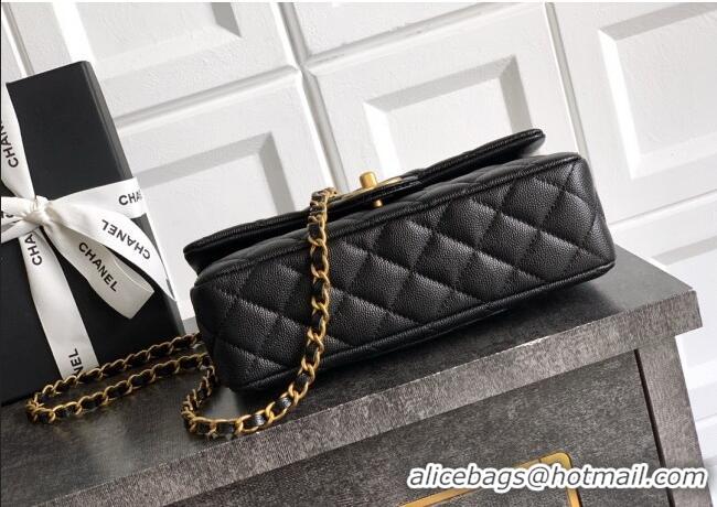 Market Sells Chanel Grained Shiny Calfskin Small Flap Bag with Top Handle and Chain AS5702 Black 2025