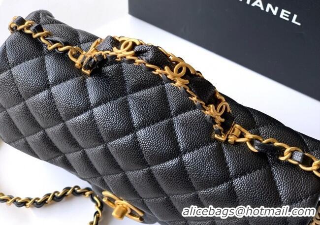 Market Sells Chanel Grained Shiny Calfskin Small Flap Bag with Top Handle and Chain AS5702 Black 2025