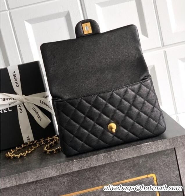 Market Sells Chanel Grained Shiny Calfskin Small Flap Bag with Top Handle and Chain AS5702 Black 2025