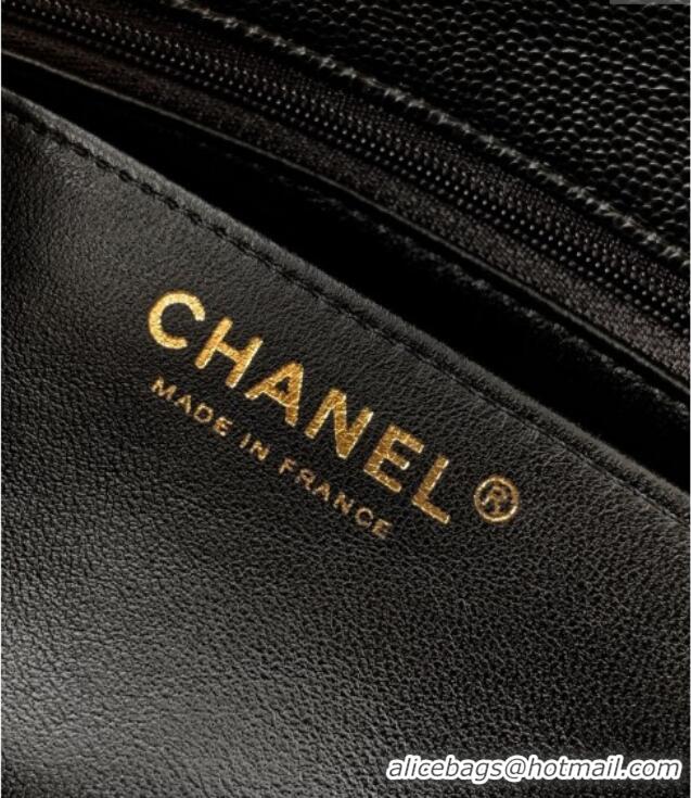 Market Sells Chanel Grained Shiny Calfskin Small Flap Bag with Top Handle and Chain AS5702 Black 2025