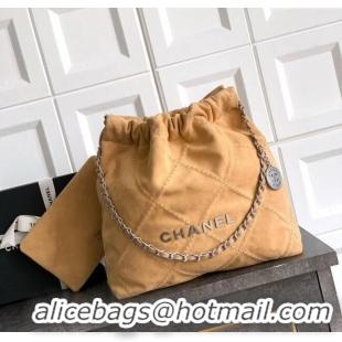 Top Quality Chanel Suede Small Shopping Bag with Studs AS3260 Yellow 2025