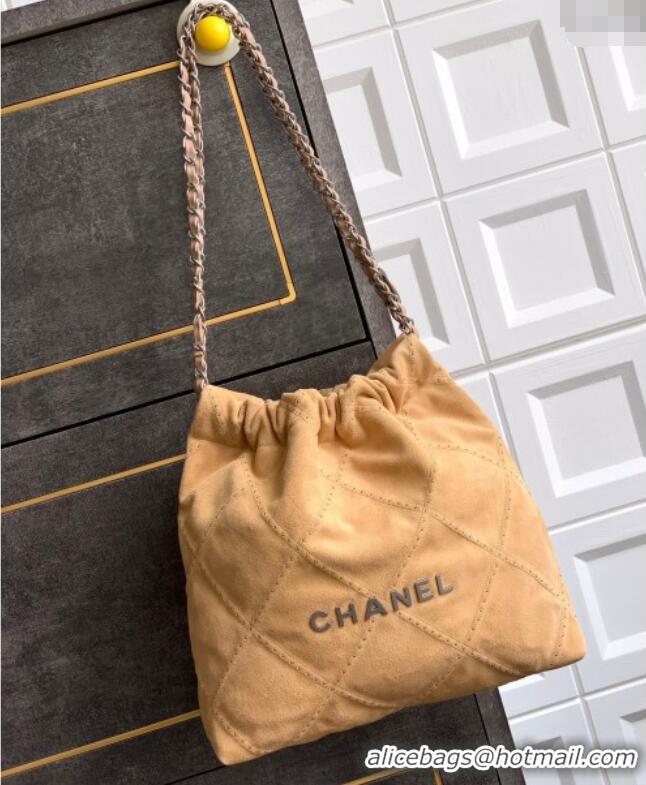 Top Quality Chanel Suede Small Shopping Bag with Studs AS3260 Yellow 2025