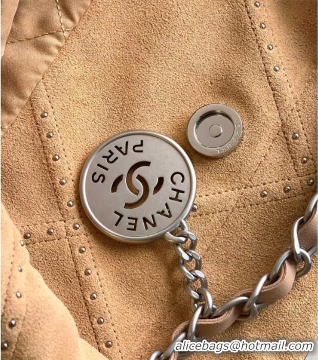 Top Quality Chanel Suede Small Shopping Bag with Studs AS3260 Yellow 2025