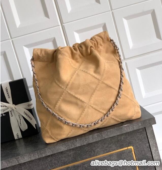 Top Quality Chanel Suede Small Shopping Bag with Studs AS3260 Yellow 2025