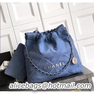 Shop Discount Chanel Suede Small Shopping Bag with Studs AS3260 Blue 2025