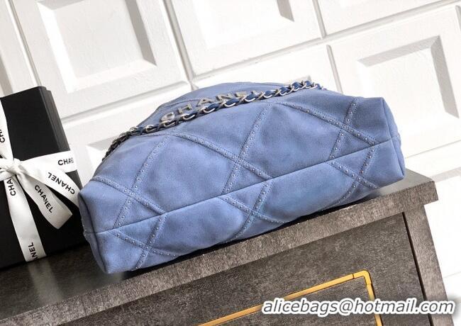 Shop Discount Chanel Suede Small Shopping Bag with Studs AS3260 Blue 2025
