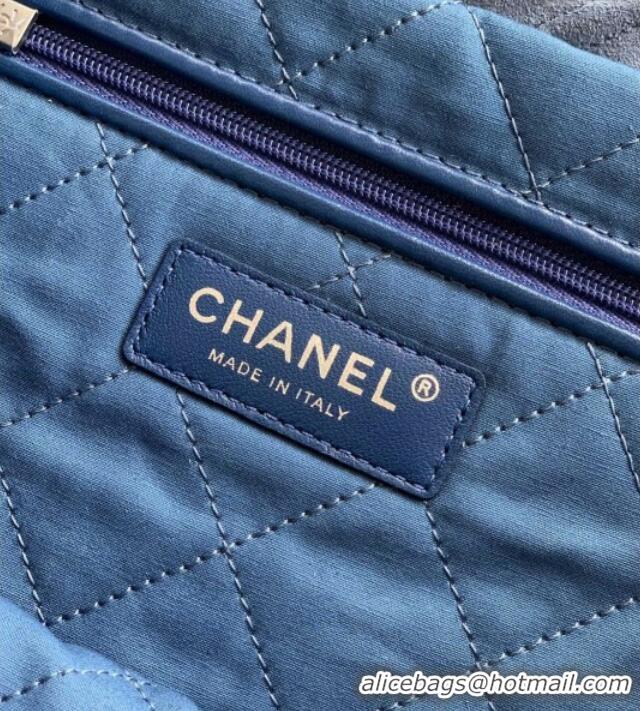 Shop Discount Chanel Suede Small Shopping Bag with Studs AS3260 Blue 2025