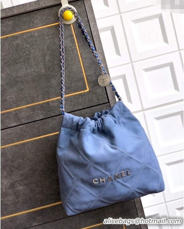 Shop Discount Chanel Suede Small Shopping Bag with Studs AS3260 Blue 2025