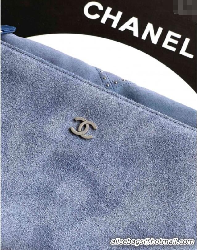 Shop Discount Chanel Suede Small Shopping Bag with Studs AS3260 Blue 2025