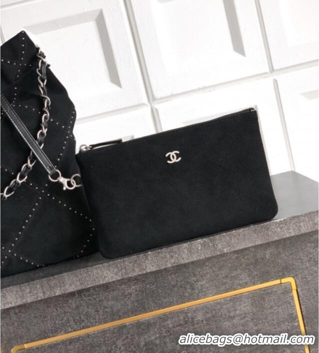 Best Price Chanel Suede Small Shopping Bag with Studs AS3260 Black 2025