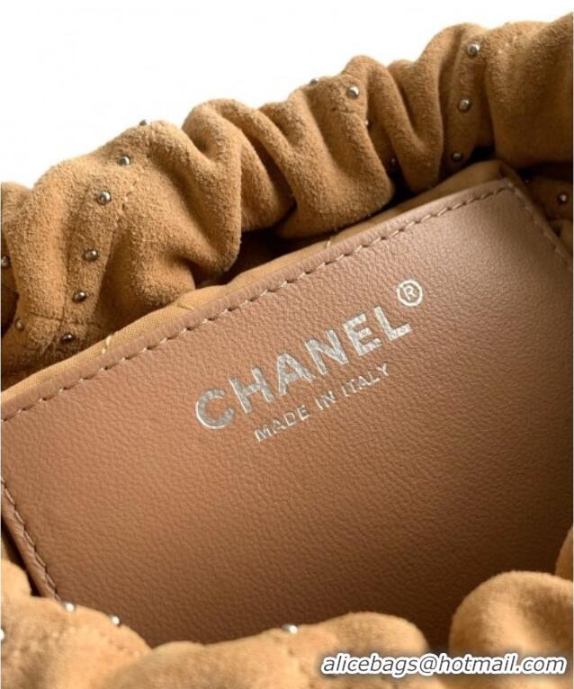 Market Sells Chanel Suede Mini Shopping Bag with Studs AS3980 Yellow 2025