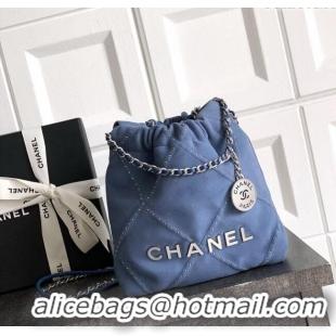 Best Grade Chanel Suede Mini Shopping Bag with Studs AS3980 Blue 2025