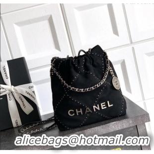 Original Cheap Chanel Suede Mini Shopping Bag with Studs AS3980 Black 2025