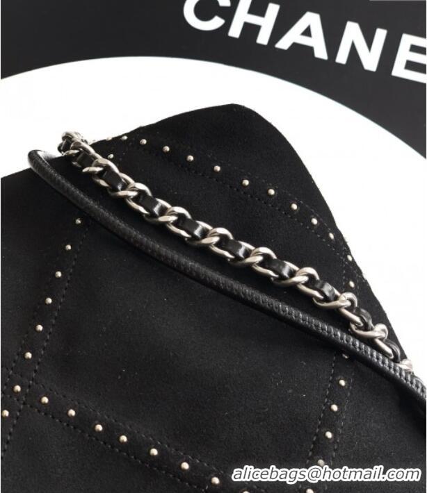 Original Cheap Chanel Suede Mini Shopping Bag with Studs AS3980 Black 2025
