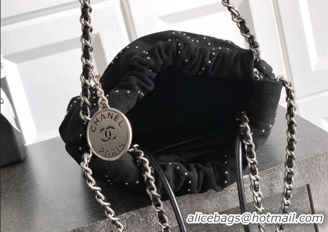Original Cheap Chanel Suede Mini Shopping Bag with Studs AS3980 Black 2025