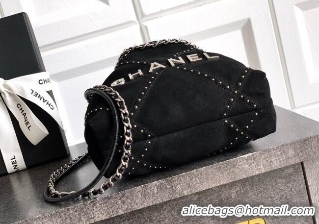 Original Cheap Chanel Suede Mini Shopping Bag with Studs AS3980 Black 2025