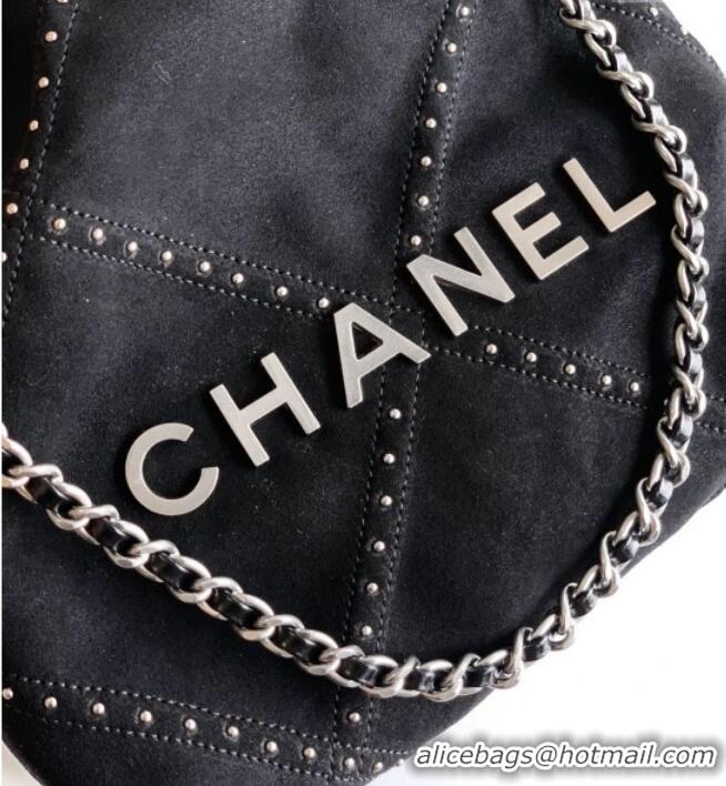Original Cheap Chanel Suede Mini Shopping Bag with Studs AS3980 Black 2025