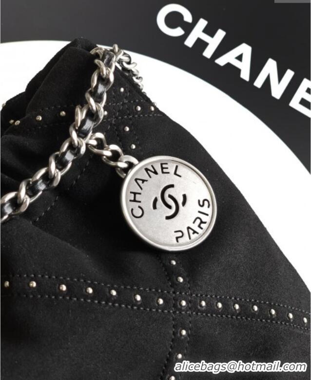 Original Cheap Chanel Suede Mini Shopping Bag with Studs AS3980 Black 2025