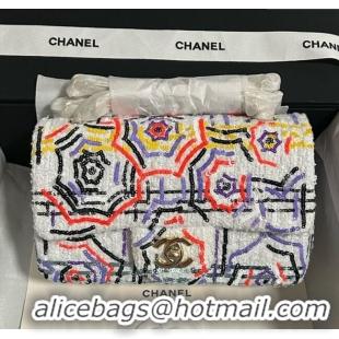 Luxury Classic Chanel Tweed & Sequins Mini Classic Flap Bag A69900 White 2025