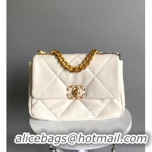 Cheap Wholesale Chanel 19 Shiny Lambskin Small Flap Bag AS1160 White 2025