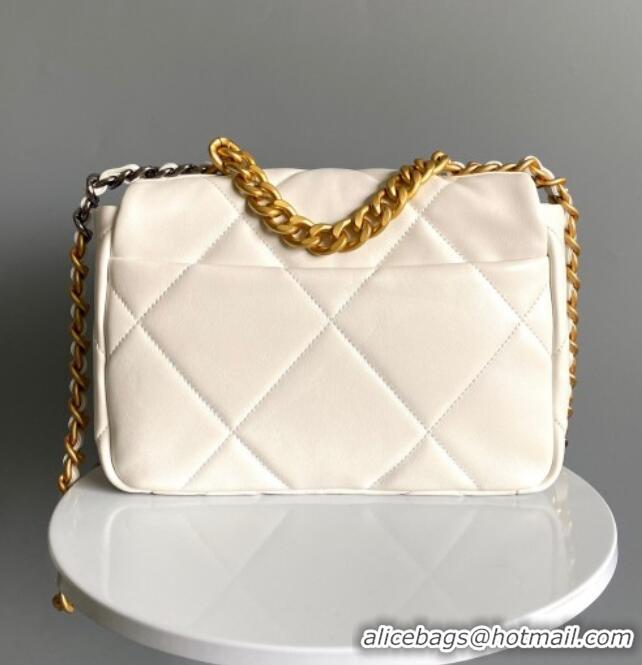 Cheap Wholesale Chanel 19 Shiny Lambskin Small Flap Bag AS1160 White 2025