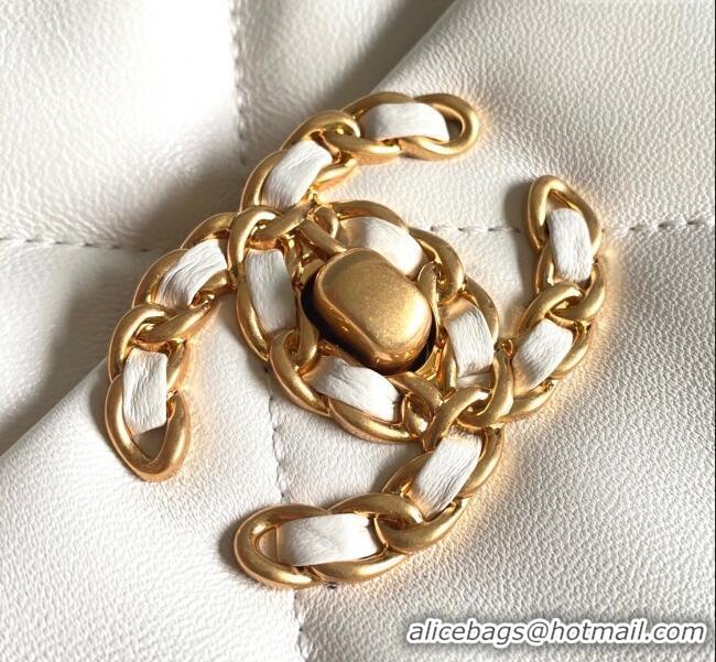 Cheap Wholesale Chanel 19 Shiny Lambskin Small Flap Bag AS1160 White 2025