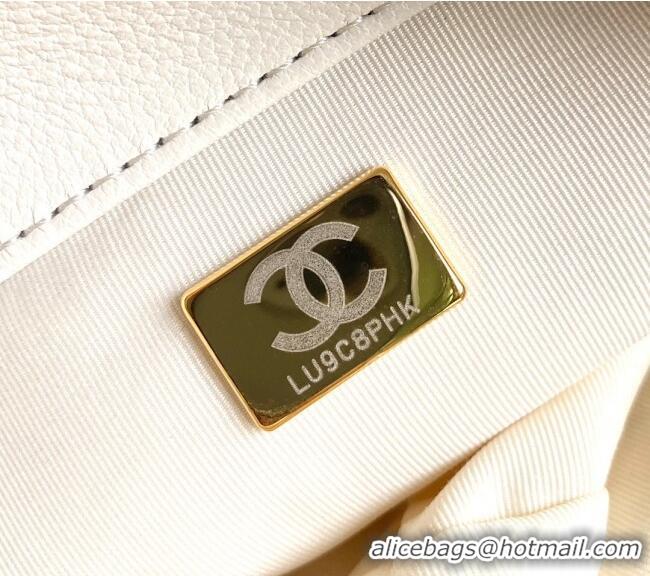 Cheap Wholesale Chanel 19 Shiny Lambskin Small Flap Bag AS1160 White 2025