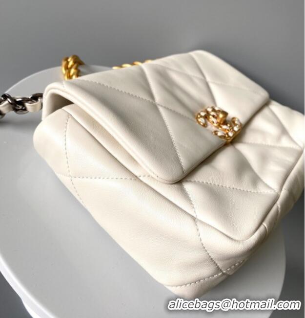 Cheap Wholesale Chanel 19 Shiny Lambskin Small Flap Bag AS1160 White 2025