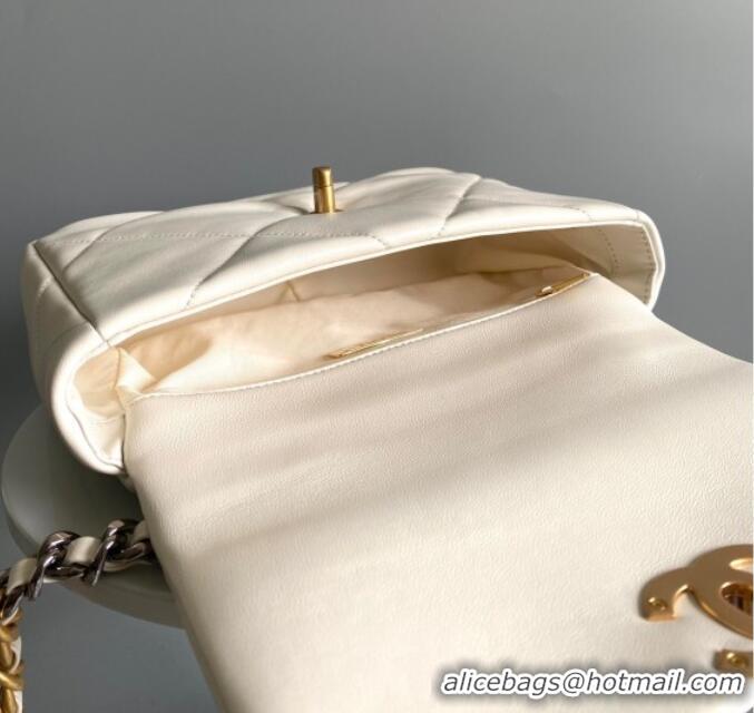 Cheap Wholesale Chanel 19 Shiny Lambskin Small Flap Bag AS1160 White 2025