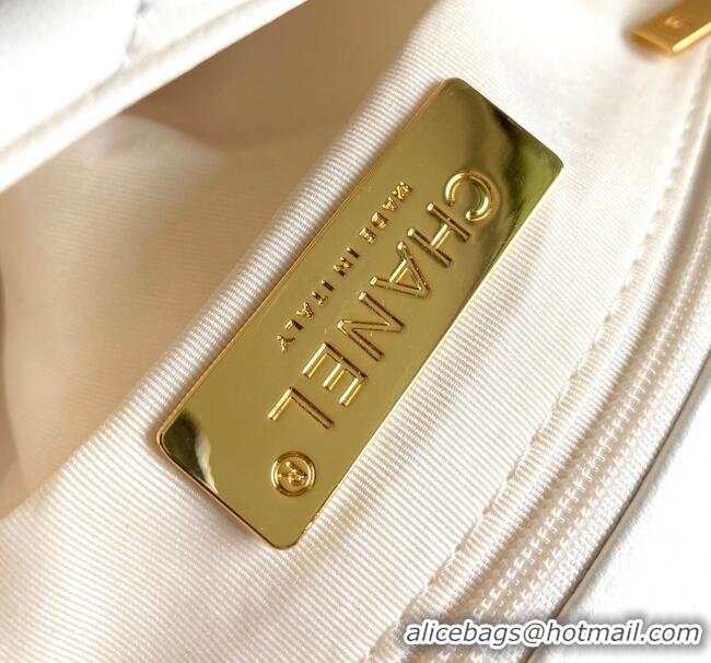 Cheap Wholesale Chanel 19 Shiny Lambskin Small Flap Bag AS1160 White 2025