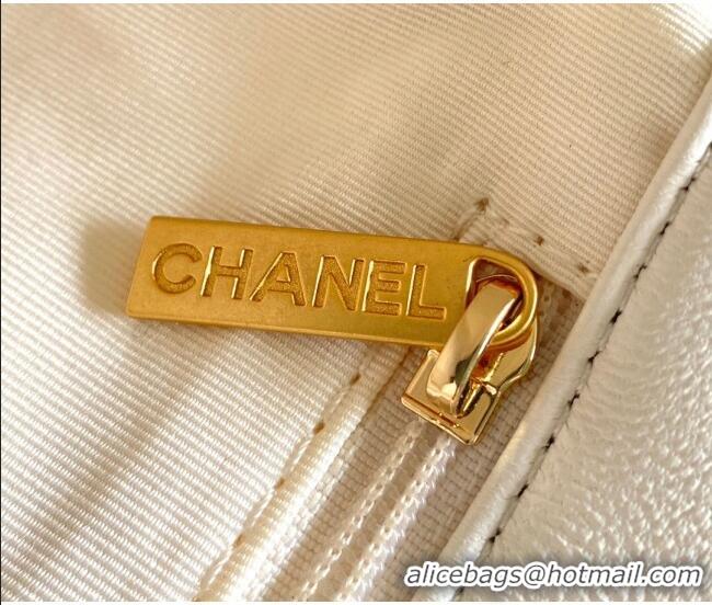 Cheap Wholesale Chanel 19 Shiny Lambskin Small Flap Bag AS1160 White 2025