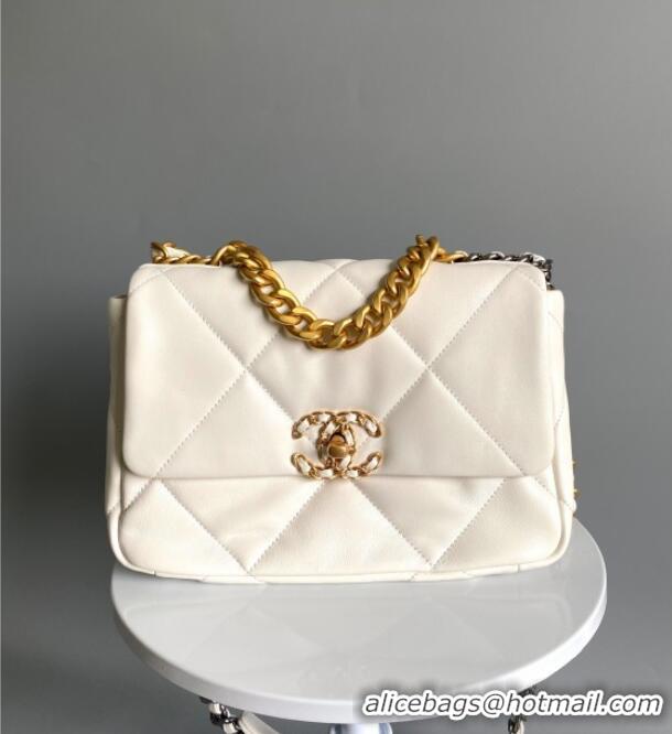 Cheap Wholesale Chanel 19 Shiny Lambskin Small Flap Bag AS1160 White 2025