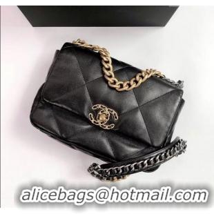 Grade Quality Chanel 19 Shiny Lambskin Small Flap Bag AS1160 Black/Gold 2025