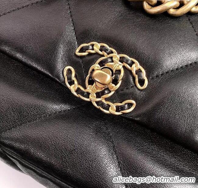 Grade Quality Chanel 19 Shiny Lambskin Small Flap Bag AS1160 Black/Gold 2025