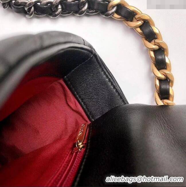 Grade Quality Chanel 19 Shiny Lambskin Small Flap Bag AS1160 Black/Gold 2025