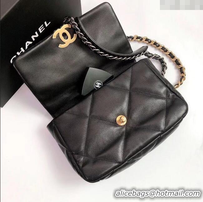 Grade Quality Chanel 19 Shiny Lambskin Small Flap Bag AS1160 Black/Gold 2025
