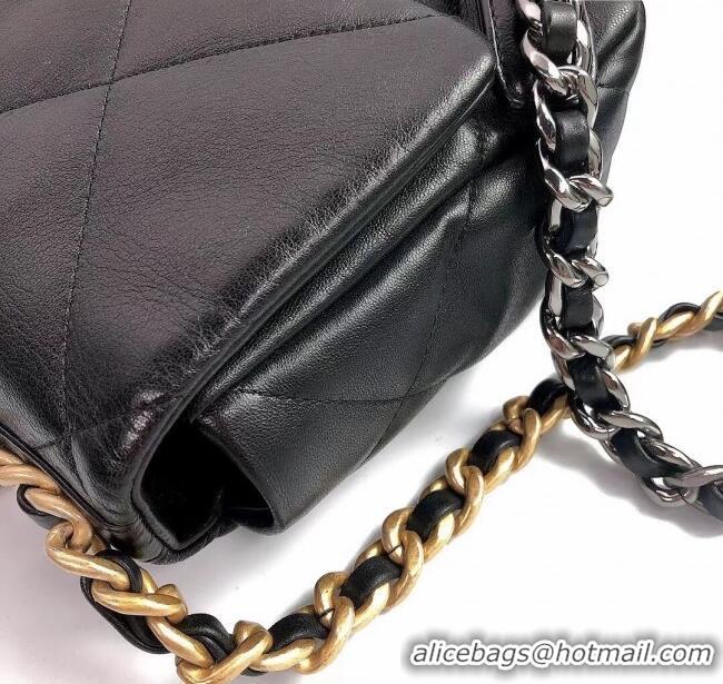 Grade Quality Chanel 19 Shiny Lambskin Small Flap Bag AS1160 Black/Gold 2025