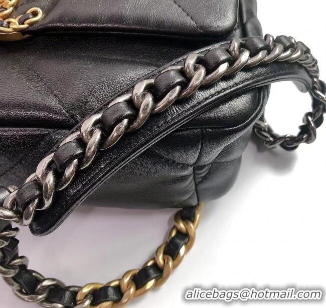 Grade Quality Chanel 19 Shiny Lambskin Small Flap Bag AS1160 Black/Gold 2025