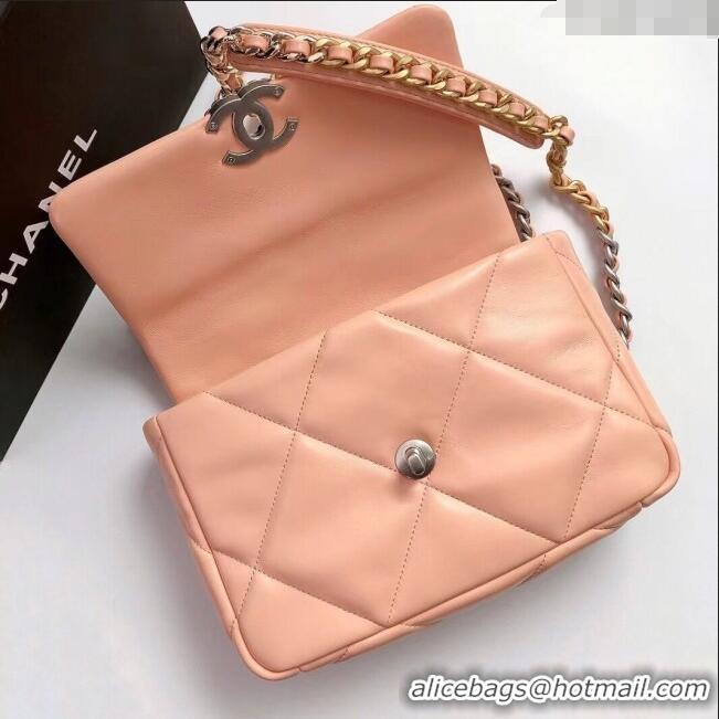 Luxury Classic Chanel 19 Shiny Lambskin Small Flap Bag AS1160 Peachy Pink 2025