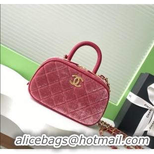 Classic Specials Chanel Velvet Mini Bowling Bag AS5572 Burgundy 2025