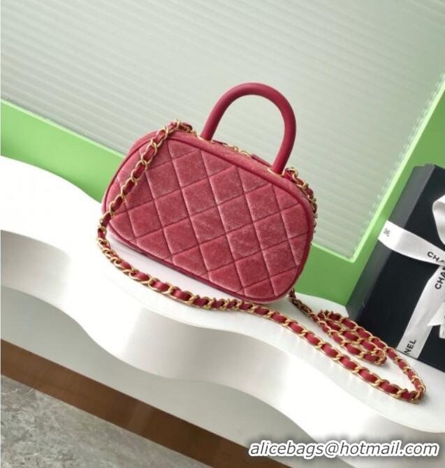 Classic Specials Chanel Velvet Mini Bowling Bag AS5572 Burgundy 2025