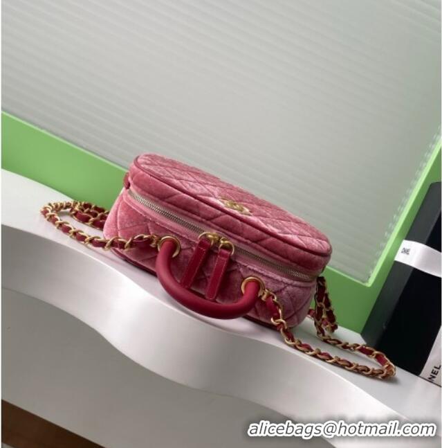 Classic Specials Chanel Velvet Mini Bowling Bag AS5572 Burgundy 2025