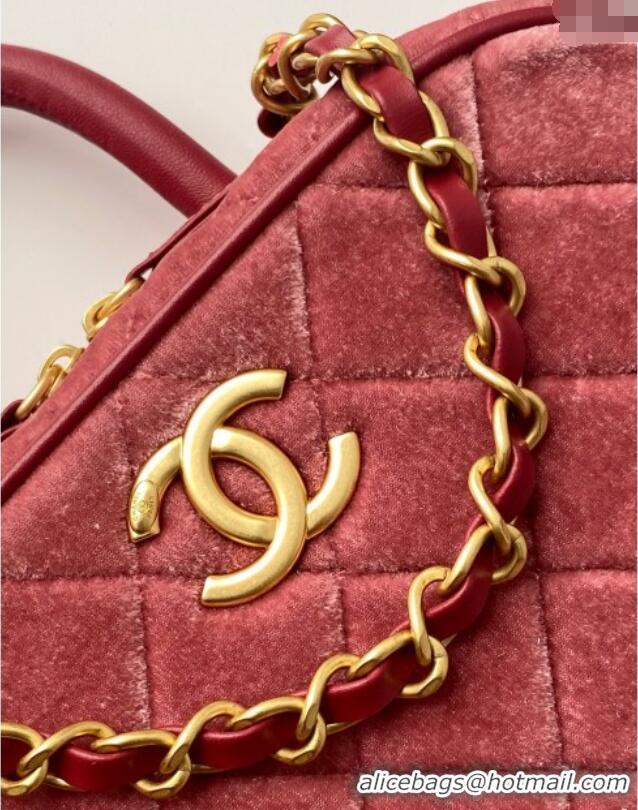 Classic Specials Chanel Velvet Mini Bowling Bag AS5572 Burgundy 2025