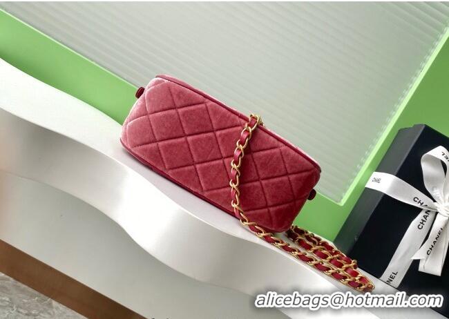 Classic Specials Chanel Velvet Mini Bowling Bag AS5572 Burgundy 2025