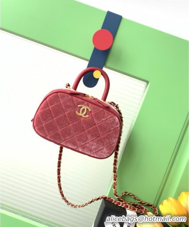 Classic Specials Chanel Velvet Mini Bowling Bag AS5572 Burgundy 2025